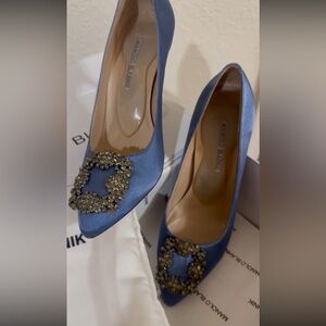 Manolo Blahnik Custom Blue Hangisi Heels